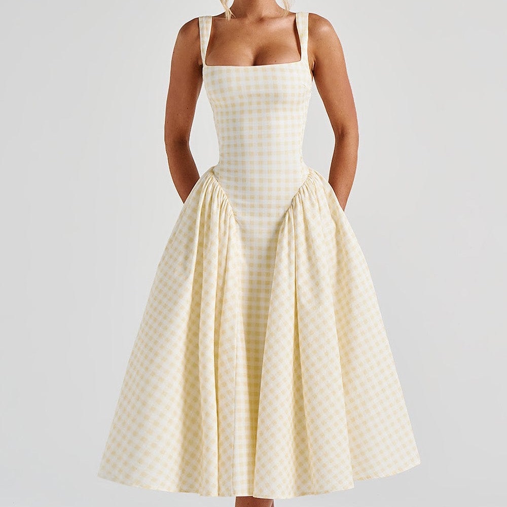 Babyboo SHERRIE MIDI DRESS LEMON GINGHAM small with matching hair bow SOLDOUT